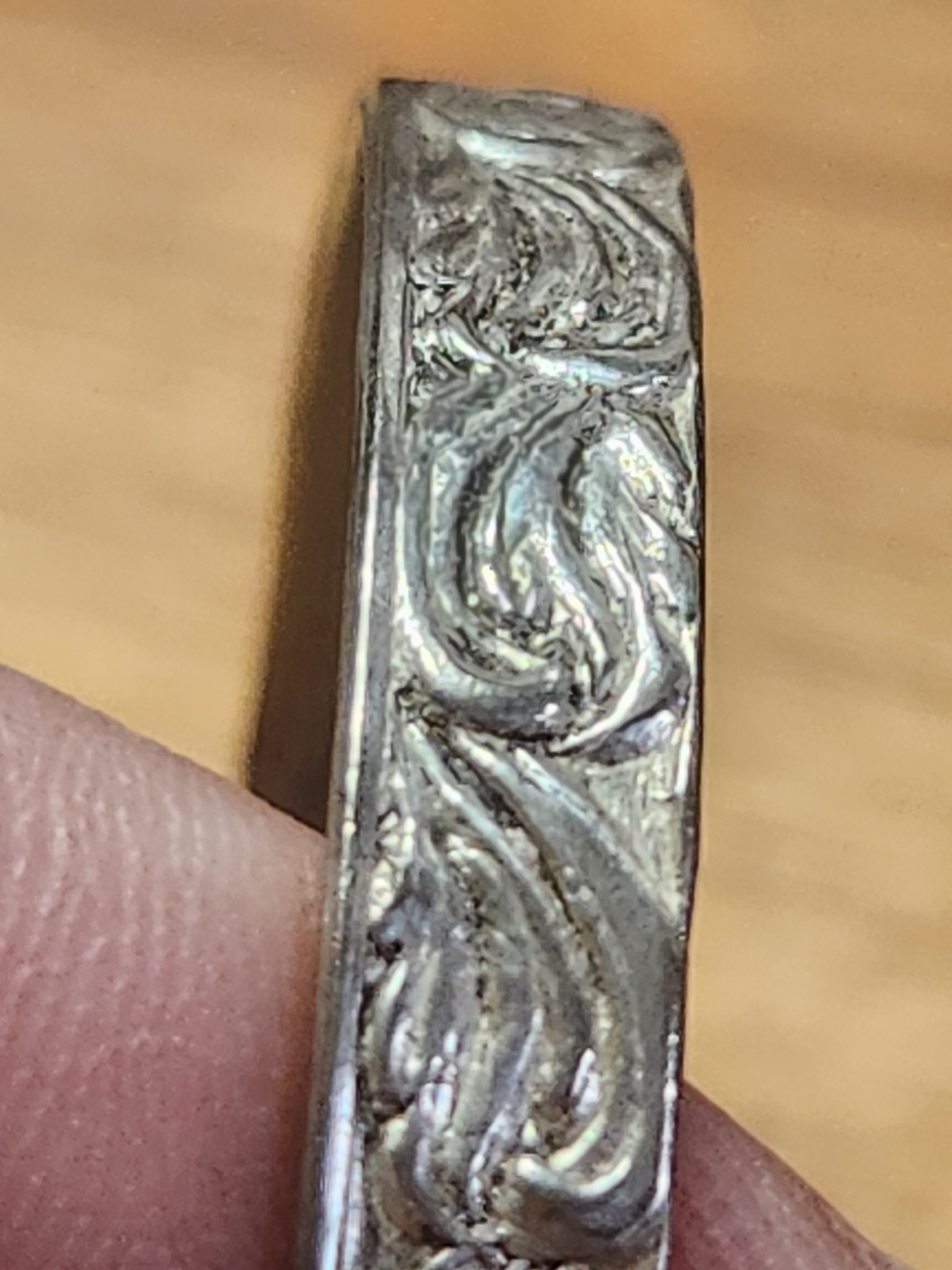 Silver-Textured Women's Bangle Bracelet - Picture 2 of 4